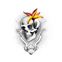 bird of paradise with skull tattoo design idea