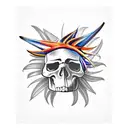 bird of paradise with skull tattoo design idea