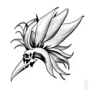 bird of paradise with skull tattoo design idea