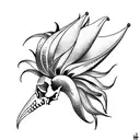 bird of paradise with skull tattoo design idea