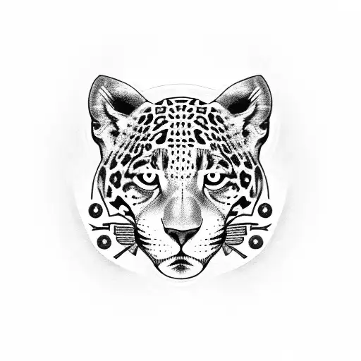 jaguar with purple rosettes tattoo design idea