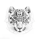 jaguar face with ametist tattoo design idea