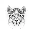 jaguar face with ametist tattoo design idea