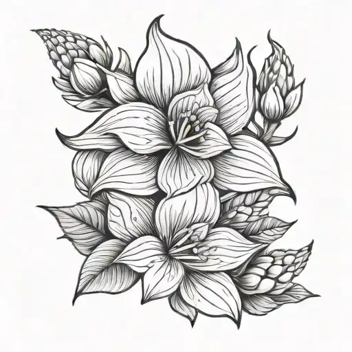 flower and buds  tattoo design idea