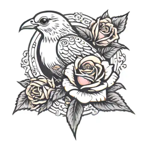 lil peep crybaby dove in the center of a rose tattoo design idea