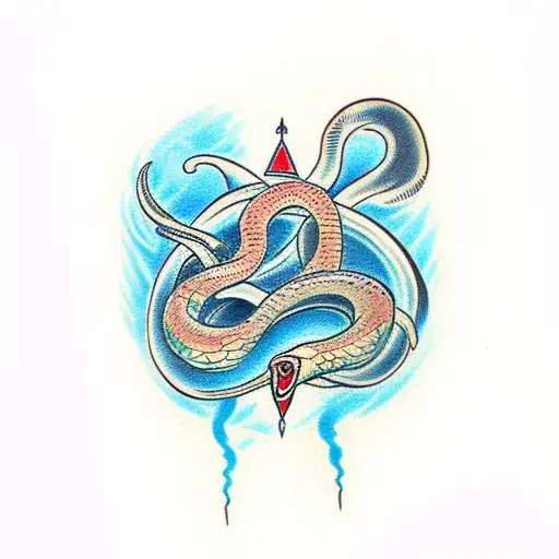 snake and dagger tattoo design idea