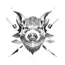 wild boar's head with sword tattoo design idea