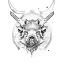 wild boar's head with sword tattoo design idea
