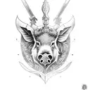 wild boar's head with sword tattoo design idea