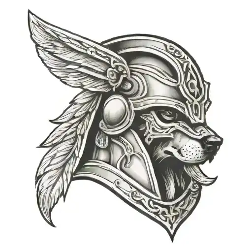dogs, Maine, acta non verba, spartan helmet tattoo design idea