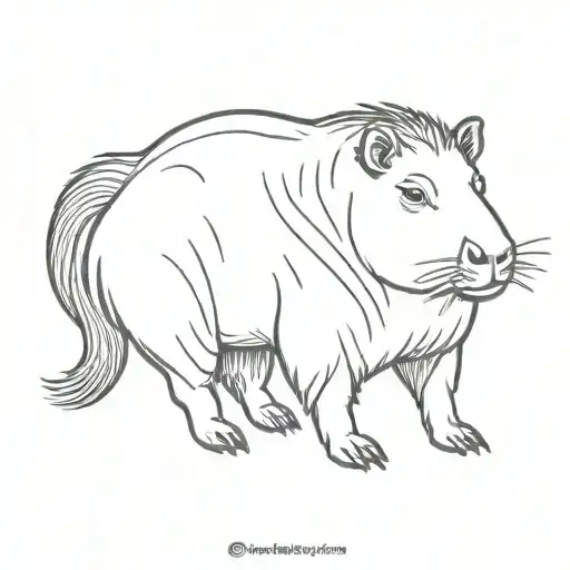 capybara cowboy with mullet tattoo design idea