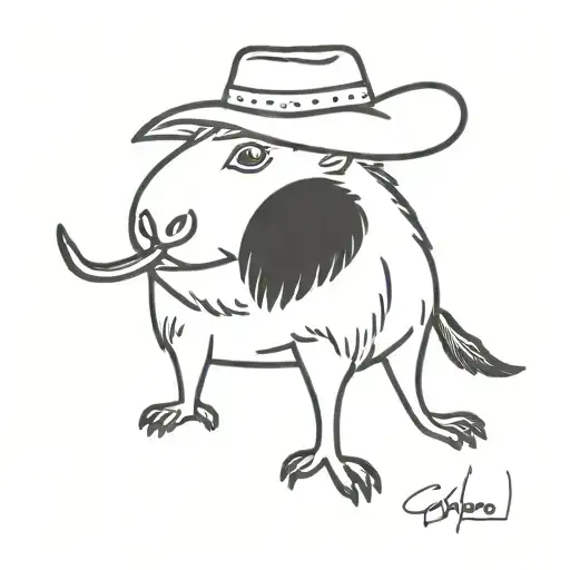 capybara cowboy with mullet tattoo design idea