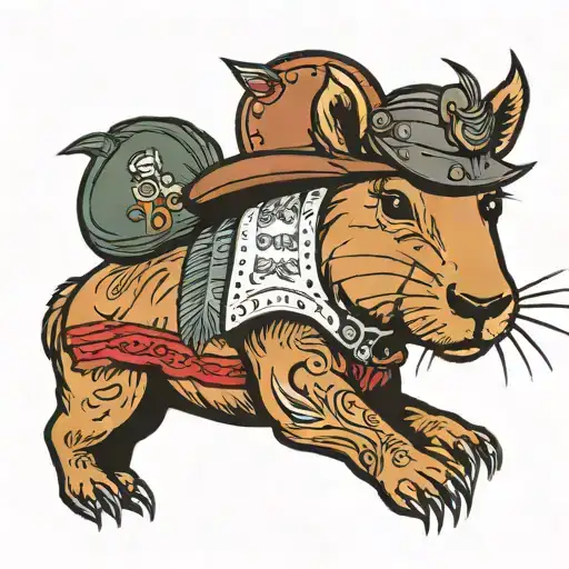 capybara cowboy with mullet  tattoo design idea
