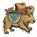 capybara cowboy with mullet  tattoo design idea