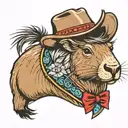 capybara cowboy with mullet  tattoo design idea