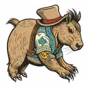 capybara cowboy with mullet  tattoo design idea