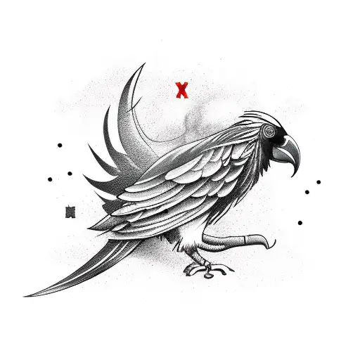 Nordic crow with cross tattoo design idea