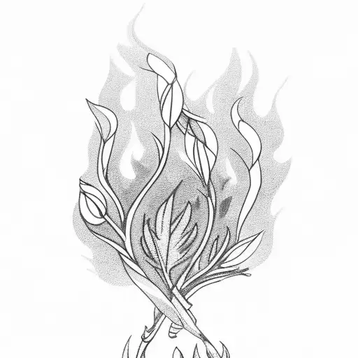 z beber with olive leafs in flames arround tattoo design idea