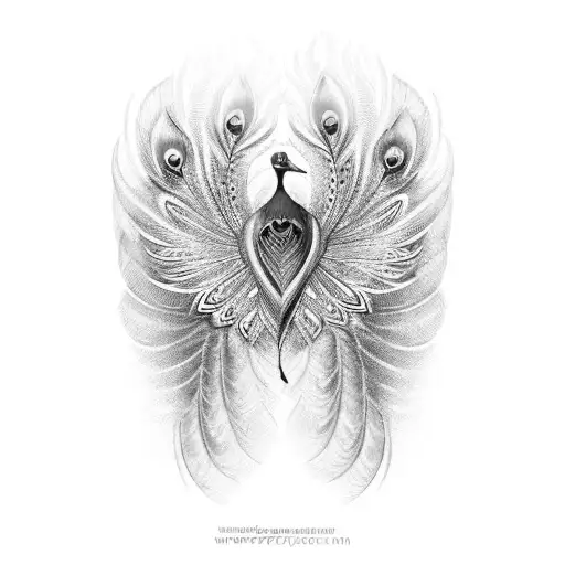 peacock, wings, feathers, detailed, 4k tattoo design idea