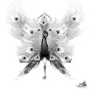 peacock, wings spread, detailed, nature, looking striaght, feathers tattoo design idea