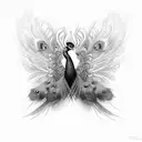 peacock, wings spread, detailed, nature, looking striaght, feathers tattoo design idea