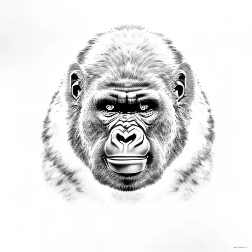 gorilla face with cheetah in mouth tattoo design idea