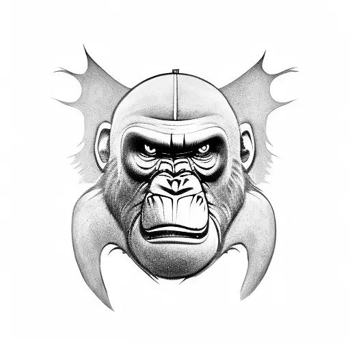 king kong face tattoo design idea