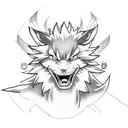 Create a dotwork tattoo featuring Naruto and Kurama in a powerful and dynamic pose, surrounded by their respective symbols tattoo design idea