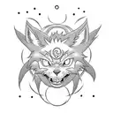 Create a dotwork tattoo featuring Naruto and Kurama in a powerful and dynamic pose, surrounded by their respective symbols tattoo design idea