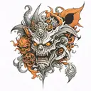 upper sleeve wraping to the chest or on the chest and its going to be a rift with 5 demons crawling out  ADHD - an imp c tattoo design idea