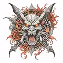 upper sleeve wraping to the chest or on the chest and its going to be a rift with 5 demons crawling out  ADHD - an imp c tattoo design idea