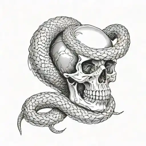 skull with snake intertwined representing the second amendment   tattoo design idea