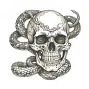skull with snake intertwined representing the second amendment   tattoo design idea