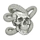 skull with snake intertwined representing the second amendment   tattoo design idea