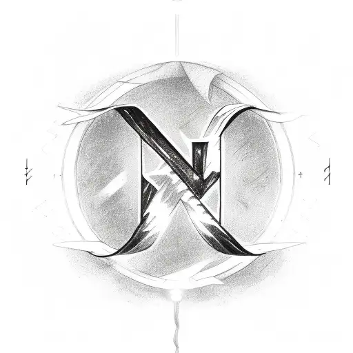 the letter J with a halo above it tattoo design idea