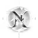the letter J with a halo above it tattoo design idea