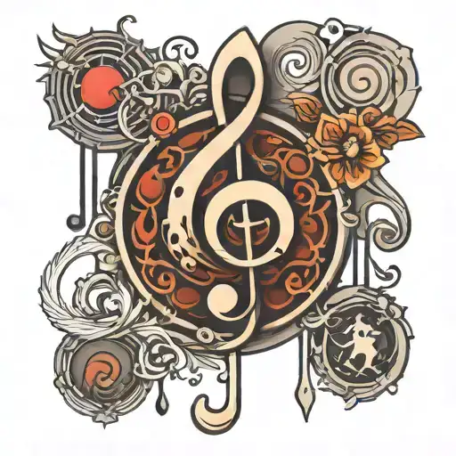 musical clef stylish  tattoo design idea