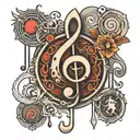 musical clef stylish  tattoo design idea
