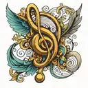 musical clef stylish  tattoo design idea