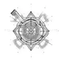 atomic grid with flaw tattoo design idea