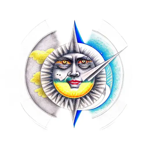 Sun and Moon tattoo design idea