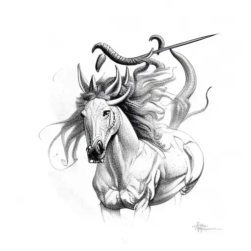 centaur with bullhead tattoo design idea