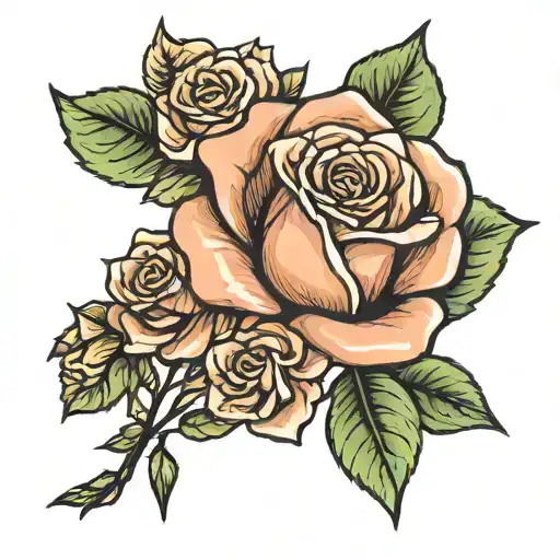 Rose with stem as elizabeth in cursive font tattoo design idea