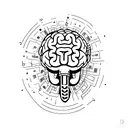 A minimalist tattoo of a brain with the numbers 4:44 incorporated into the design tattoo design idea