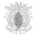 A minimalist tattoo of a brain with the numbers 4:44 incorporated into the design tattoo design idea