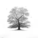 oak tree which has one dead half vertically tattoo design idea