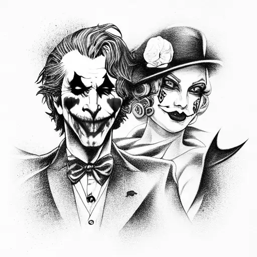 joker and queen tattoo design idea