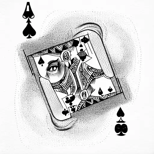 joker and queen playing cards tattoo design idea