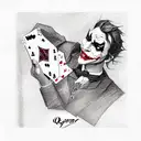 joker and queen playing cards tattoo design idea