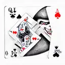joker and queen playing cards tattoo design idea
